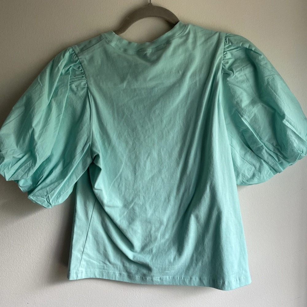 Love the Label Puff Sleeve T-Shirt Womens Small Mint Green Short Balloon Sleeve - Picture 5 of 9